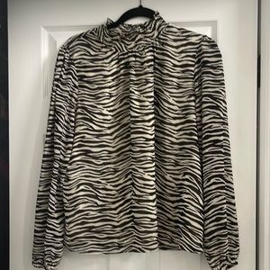 NWT J. Crew Zebra Print Smocked Top